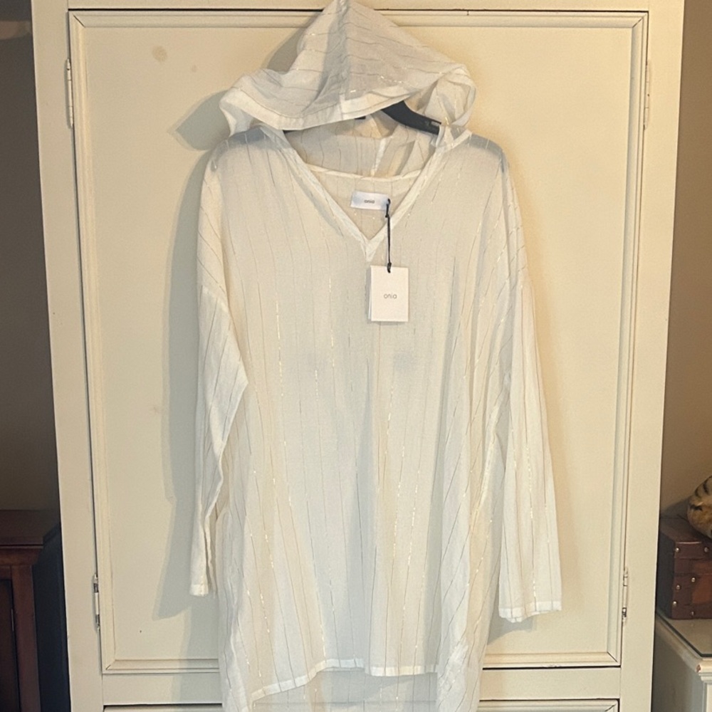 Onia Cream and Gold Striped Cover-Up